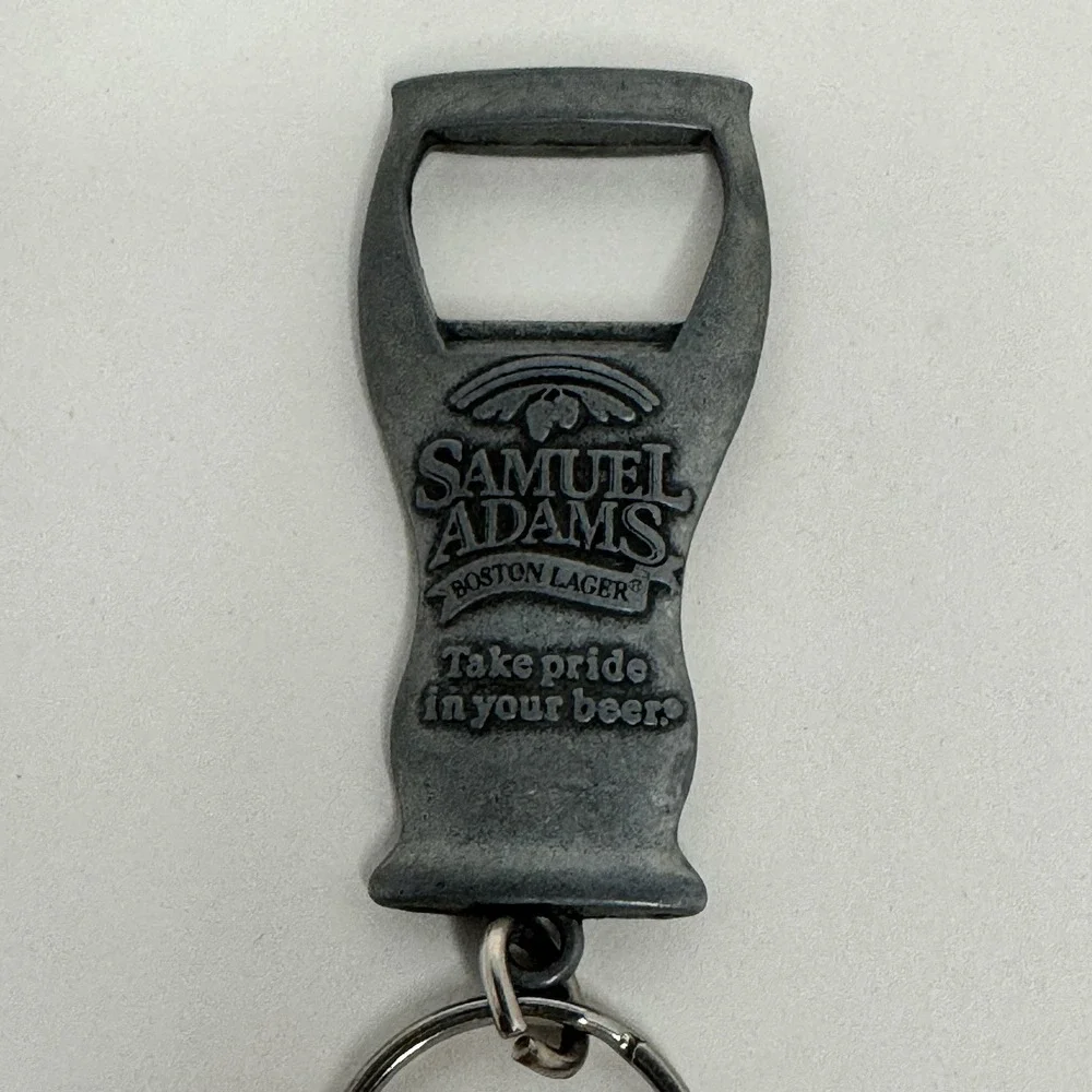 Samuel Adams Boston Lager‎ Bottle Opener Keychain Vintage Pewter Tone Barware